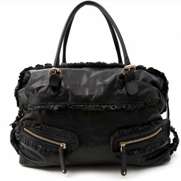 Black Leather Sabrina Medium Boston Bag - Picture 12 of 13